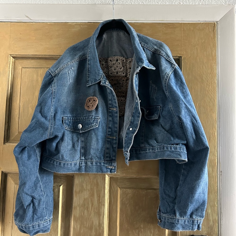 Denim‎ and crochet jacket